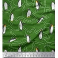 thumbnail image 1 of Soimoi Green Viscose Chiffon Fabric Penguin Ocean Print Fabric by the Yard 42 Inch Wide, 1 of 3
