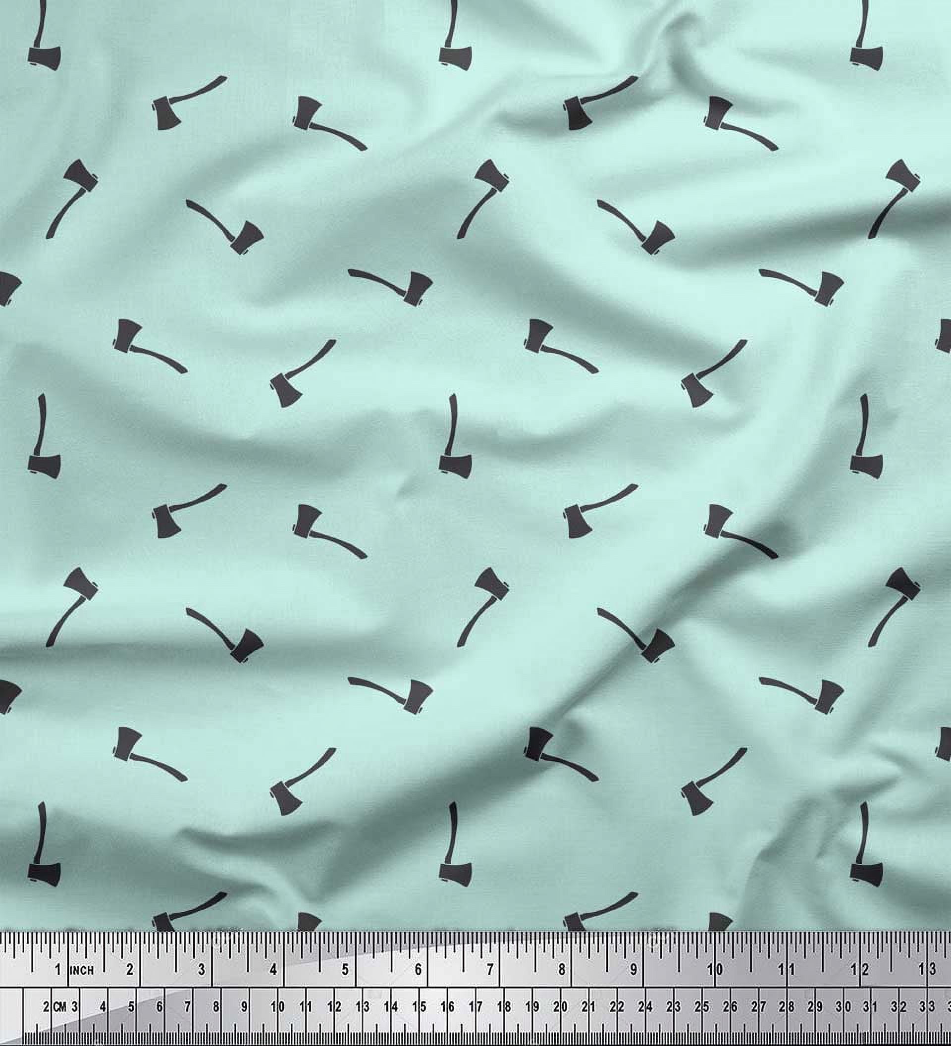 Crep Poly Hardware Soimoi Green polyester Crepe Fabric Axe Hardware Decor Fabric Printed ...