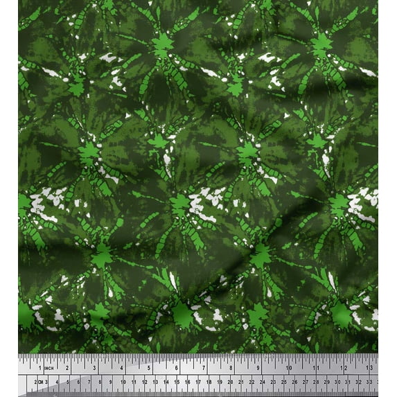 Soimoi Green polyester Crepe Fabric Batik Tie-Dye Fabric Prints By Yard 42 Inch Wide