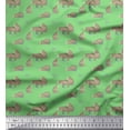thumbnail image 1 of Soimoi Green polyester Crepe Fabric Bear Animal Print Fabric by the Yard 52 Inch Wide, 1 of 3