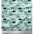thumbnail image 1 of Soimoi Green polyester Crepe Fabric Bear & Text Fabric Prints By Yard 52 Inch Wide, 1 of 3
