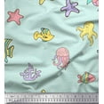 thumbnail image 1 of Soimoi Green polyester Crepe Fabric Clown Fish & Octopus Ocean Print Fabric by Yard 42 Inch Wide, 1 of 3