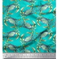 thumbnail image 1 of Soimoi Green polyester Crepe Fabric Crabs Ocean Print Sewing Fabric Yard 42 Inch Wide, 1 of 3