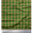 thumbnail image 1 of Soimoi Green polyester Crepe Fabric Damask Ethnic Printed Fabric 1 Yard 52 Inch Wide, 1 of 3