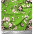 thumbnail image 1 of Soimoi Green polyester Crepe Fabric Leaves & Rose Floral Printed Craft Fabric by the Yard 42 Inch Wide, 1 of 3