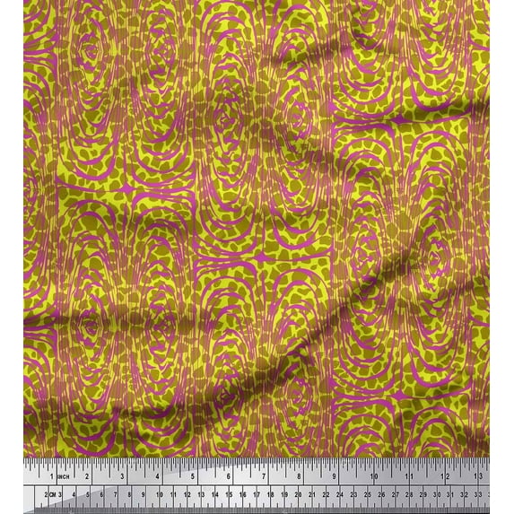 Soimoi Green polyester Crepe Fabric Leopard & Wild Animal Skin Print Sewing Fabric BTY 52 Inch Wide