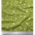 thumbnail image 1 of Soimoi Green polyester Crepe Fabric Lets Bake Kitchen Fabric Prints By Yard 42 Inch Wide, 1 of 3