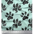 thumbnail image 1 of Soimoi Green polyester Crepe Fabric Lion Stencil Foot Animal Print Sewing Fabric Yard 42 Inch Wide, 1 of 3