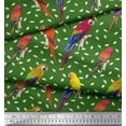 thumbnail image 1 of Soimoi Green polyester Crepe Fabric Macaw Parrot Bird Print Sewing Fabric Yard 42 Inch Wide, 1 of 3