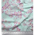 thumbnail image 1 of Soimoi Green polyester Crepe Fabric Poppy Anemone Floral Print Fabric by the Yard 52 Inch Wide, 1 of 3