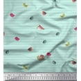 thumbnail image 1 of Soimoi Green polyester Crepe Fabric Stripe & Birds Clip Art Print Fabric by Yard 52 Inch Wide, 1 of 3