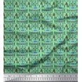 thumbnail image 1 of Soimoi Green polyester Crepe Fabric Text & Christmas Tree Folk Art Print Sewing Fabric Yard 42 Inch Wide, 1 of 3