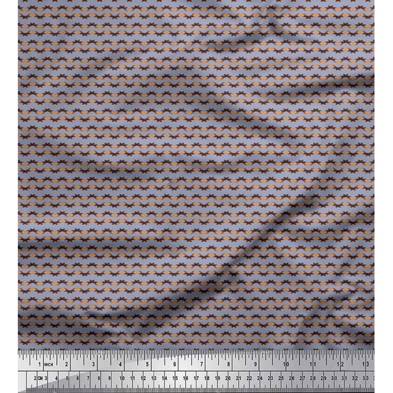 Soimoi Grey Cotton Cambric Fabric Clover Floral Printed Fabric 1 Yard 42 Inch Wide