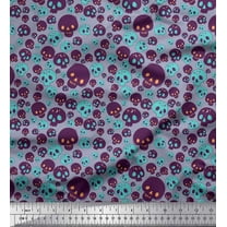 Soimoi Grey Cotton Duck Fabric Skull Halloween Printed Craft Fabric by the Yard 42 Inch Wide