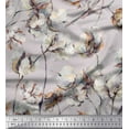 thumbnail image 1 of Soimoi Grey Moss Georgette Fabric Cotton Ball Floral Printed Craft Fabric by the Yard 42 Inch Wide, 1 of 3
