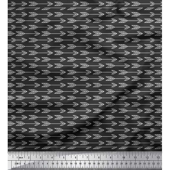Soimoi Grey Moss Georgette Fabric Geometric Arrow Tribal Decor Fabric Printed Yard 42 Inch Wide