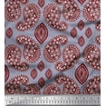 thumbnail image 1 of Soimoi Grey Moss Georgette Fabric Maroon Paisley Print Fabric by the Yard 42 Inch Wide, 1 of 1
