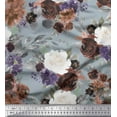 thumbnail image 1 of Soimoi Grey Rayon Crepe Fabric Leaves & Peony Floral Decor Fabric Printed Yard 46 Inch Wide, 1 of 3