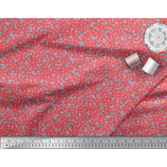 Soimoi Grey Rayon Fabric Artistic Floral Print Fabric by the Yard 42 Inch Wide