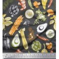 thumbnail image 1 of Soimoi Grey Silk Fabric Mixed Vegetable Print Sewing Fabric Yard 42 Inch Wide, 1 of 3