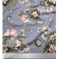 thumbnail image 1 of Soimoi Grey Velvet Fabric Leaves & Rose Floral Decor Fabric Printed Yard 58 Inch Wide, 1 of 3