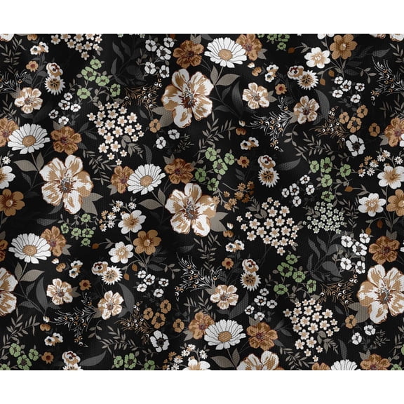 Soimoi Home & Outdoor Upholstery Fabric - Floral Pattern - 56" Wide By 5 Yard - Ideal for Chairs, Table Covers & DIY Projects - Black