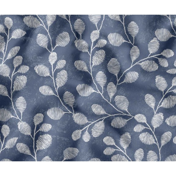 Soimoi Home & Outdoor Upholstery Fabric - Leaves Print - 56" Wide by The Yard - Ideal for Chairs, Table Covers & DIY Projects - Blue