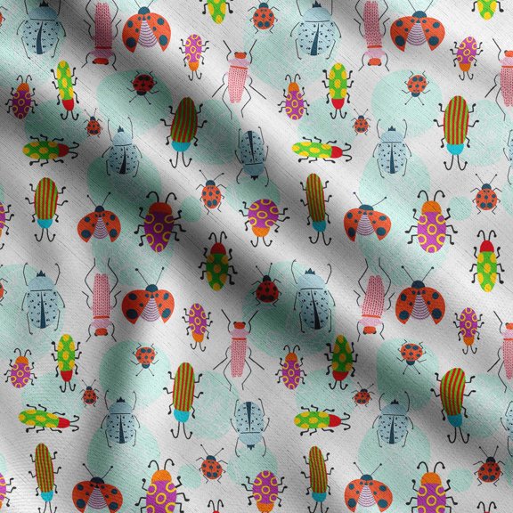 Soimoi Insect Print,Cotton Poplin, Sewing Fabric Sold by The Yard 42 Inch Wide,Sewing Craft Quilting/Quilt Making Fabric, Multicolor