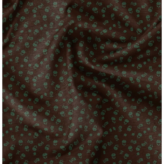 Soimoi Japan Crepe Satin Brown Fabric By the Yard - 54 Inch Wide - Florals, Leaves Print Fabric - Elegant & Beautiful Patterns for Fashion and Home Decor Printed Fabric
