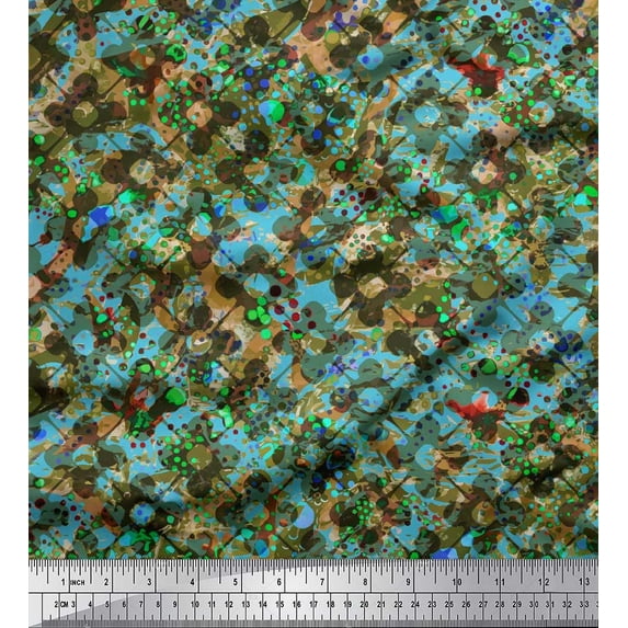 Soimoi Japan Crepe Satin Fabric Check & Texture Printed Fabric 1 Yard 42 Inch Wide