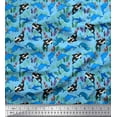thumbnail image 1 of Soimoi Japan Crepe Satin Fabric Coral,Dolphin & Whale Ocean Print Fabric by The Yard 42 Inch Wide, 1 of 1