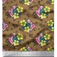 thumbnail image 1 of Soimoi Japan Crepe Satin Fabric Dot,Floral & Monstera Leaves Printed Fabric 1 Yard 42 Inch Wide, 1 of 1