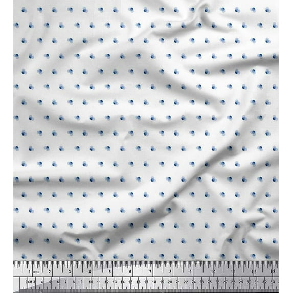 Soimoi Japan Crepe Satin Fabric Dots Shirting Print Fabric by The Yard 42 Inch Wide