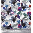 thumbnail image 1 of Soimoi Japan Crepe Satin Fabric Floral & Cock Watercolor Printed Craft Fabric by The Yard 42 Inch Wide, 1 of 1