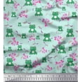thumbnail image 1 of Soimoi Japan Crepe Satin Fabric Floral & Frog Cartoon Fabric Prints by Yard 42 Inch Wide, 1 of 1
