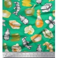 thumbnail image 1 of Soimoi Japan Crepe Satin Fabric Floral,Ginger & Jar Vintage Print Fabric by the Yard 42 Inch Wide, 1 of 1