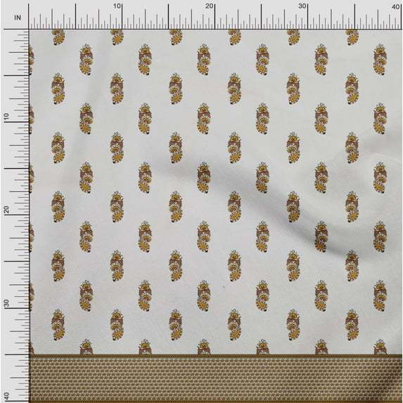 Soimoi Japan Crepe Satin Fabric Floral & Leaves Panel Printed Craft Fabric by The Yard 42 Inch Wide