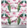 thumbnail image 1 of Soimoi Japan Crepe Satin Fabric Floral & Peacock Bird Printed Craft Fabric by The Yard 42 Inch Wide, 1 of 1