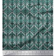 thumbnail image 1 of Soimoi Japan Crepe Satin Fabric Geometric & Paisley Block Print Fabric by Yard 42 Inch Wide, 1 of 3