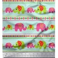 thumbnail image 1 of Soimoi Japan Crepe Satin Fabric Geometric Shapes,Stripe & Elephant Kids Print Sewing Fabric Yard 42 Inch Wide, 1 of 1