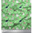 thumbnail image 1 of Soimoi Japan Crepe Satin Fabric Heart,Footprint & Cat Animal Print Fabric by Yard 42 Inch Wide, 1 of 1