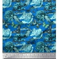 thumbnail image 1 of Soimoi Japan Crepe Satin Fabric Leaves,Butterfly & Peony Floral Print Fabric by the Yard 42 Inch Wide, 1 of 1