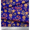 thumbnail image 1 of Soimoi Japan Crepe Satin Fabric Leaves & Floral Clip Art Decor Fabric Printed Yard 42 Inch Wide, 1 of 3