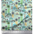 thumbnail image 1 of Soimoi Japan Crepe Satin Fabric Leaves & Floral Clip Art Print Fabric by The Yard 42 Inch Wide, 1 of 3