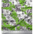 thumbnail image 1 of Soimoi Japan Crepe Satin Fabric Leaves & Flower Floral Decor Fabric Printed Yard 42 Inch Wide, 1 of 1