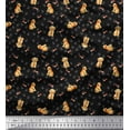 thumbnail image 1 of Soimoi Japan Crepe Satin Fabric Paw,Bone & Puppy Dog Printed Craft Fabric by the Yard 42 Inch Wide, 1 of 1