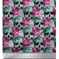 thumbnail image 1 of Soimoi Japan Crepe Satin Fabric Skull Halloween Print Fabric by Yard 42 Inch Wide, 1 of 1