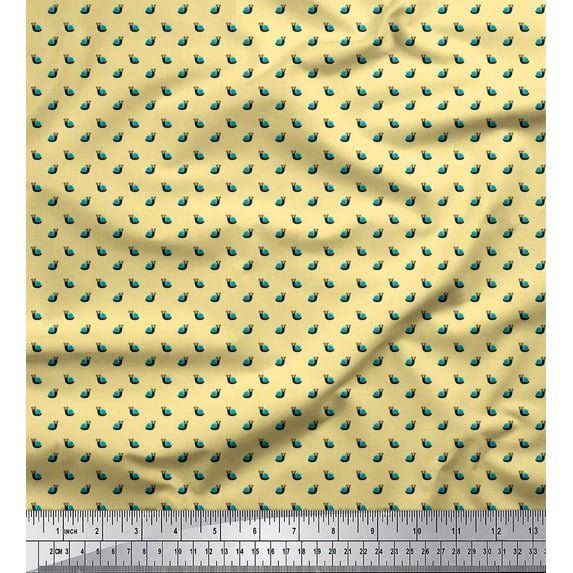Soimoi Japan Crepe Satin Fabric Snail Small Print Fabric by Yard 42 Inch Wide