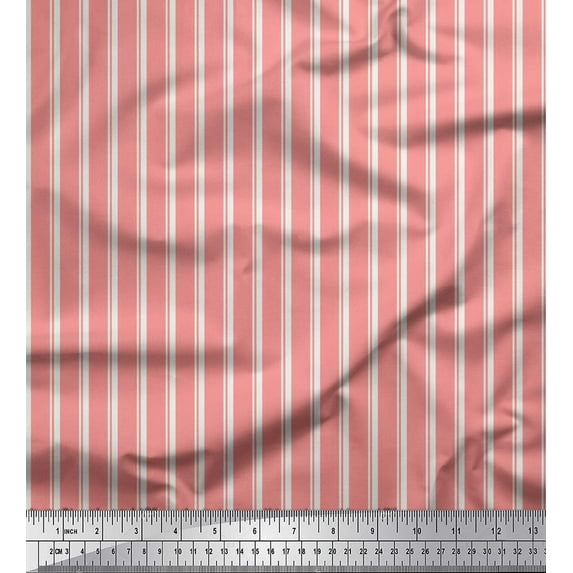 Soimoi Japan Crepe Satin Fabric Striped Stripe Decor Fabric Printed Yard 42 Inch Wide