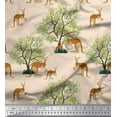 thumbnail image 1 of Soimoi Japan Crepe Satin Fabric Tree & Kangaroo Animal Print Fabric by The Yard 42 Inch Wide, 1 of 1